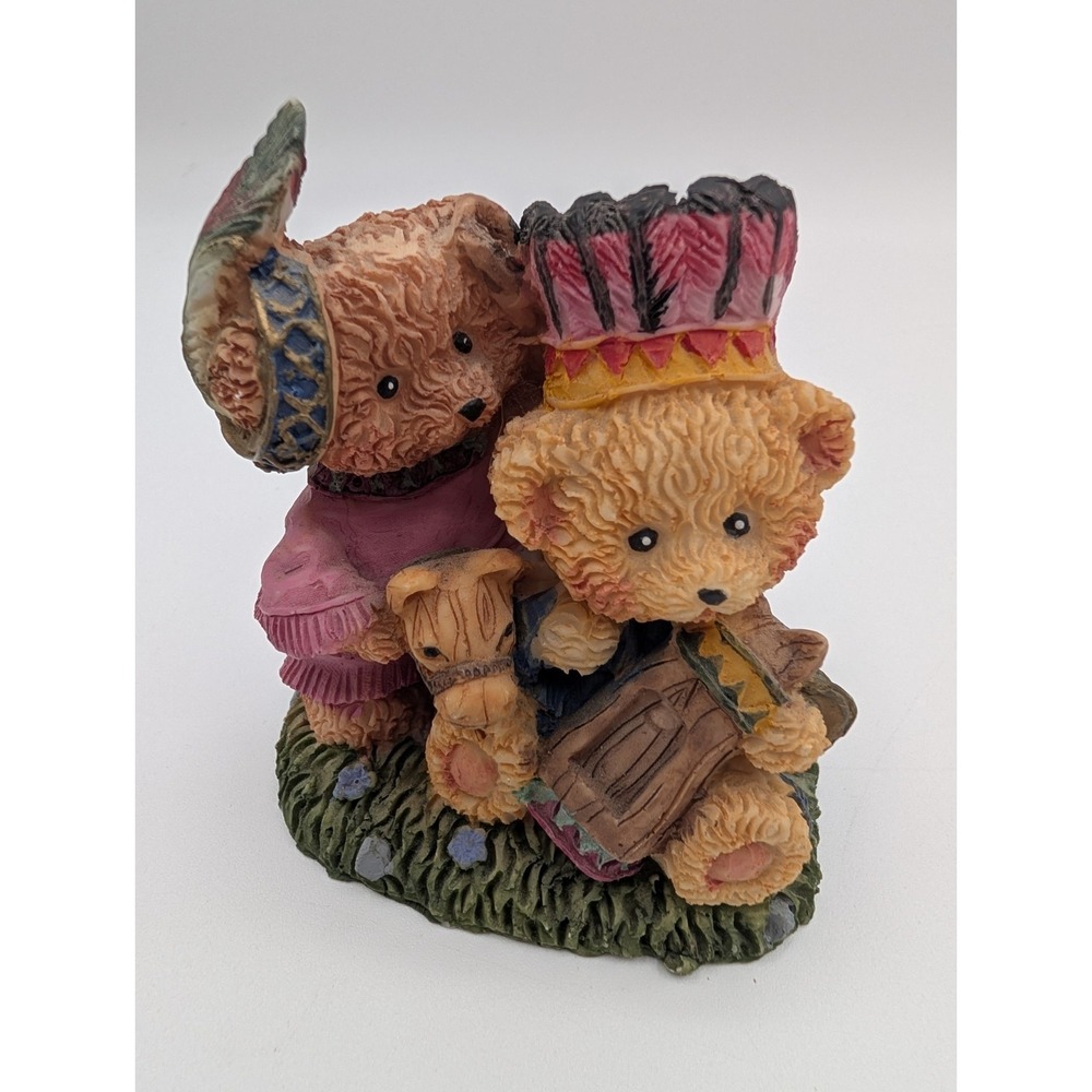 K's Collection Fancy Bear Harvest Time Native Dress W/Drums Resin Figurine 3.5"